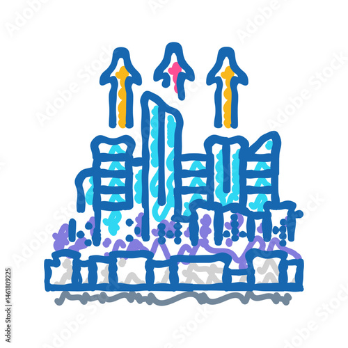 urban sprawl cyberpunk icon doodle illustration