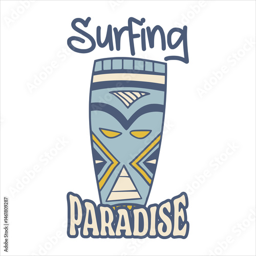Summer Tiki Mask Totem Illustration, Ancient Totem 