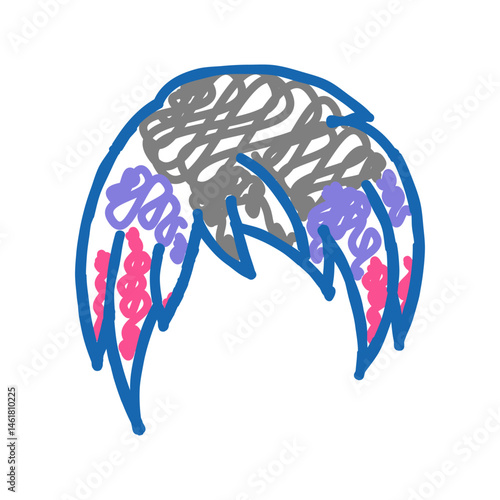 dyed hair emo icon doodle illustration