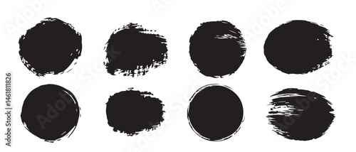 Black Ink Circles Grunge Texture Background