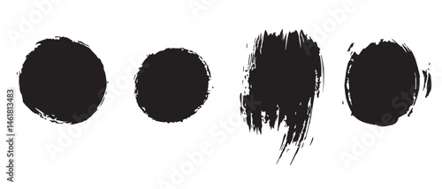 Black Ink Circles Grunge Texture Background