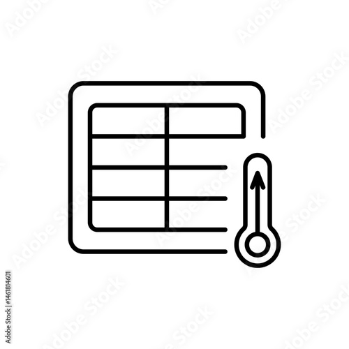 Heat recovery ventilation icon with editable stroke for sustainable indoor climate and energy-saving airflow