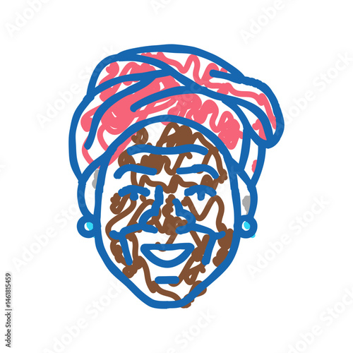 pensioner old woman avatar icon doodle illustration