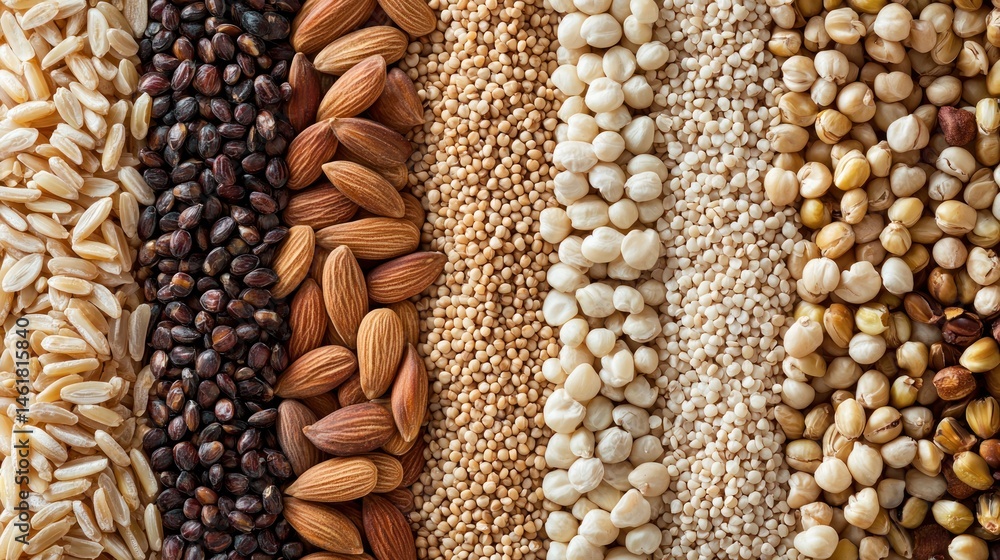 Obraz premium A textured background of whole grains with a focus on natural details