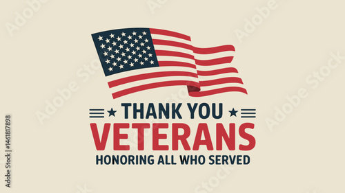 Thank You Veterans Typography Design with U.S. Flag