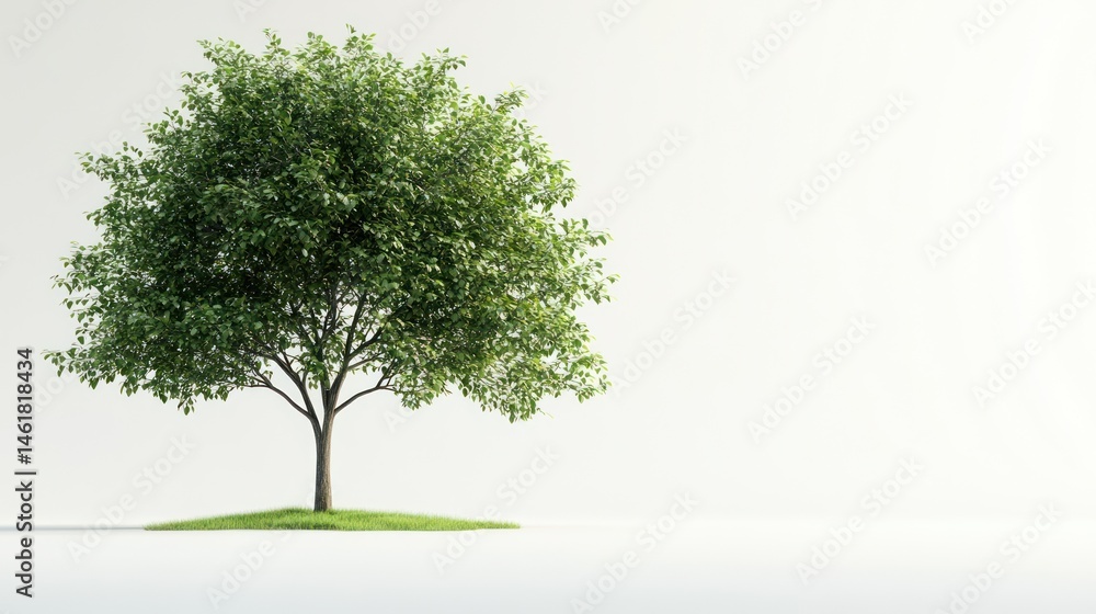 Obraz premium A realistic tree sapling with thin trunk and few leaves, isolated on white