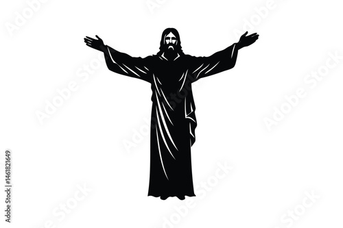 Jesus Christ silhouette on white background