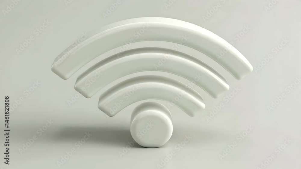 White 3D wireless internet signal icon on minimal background
