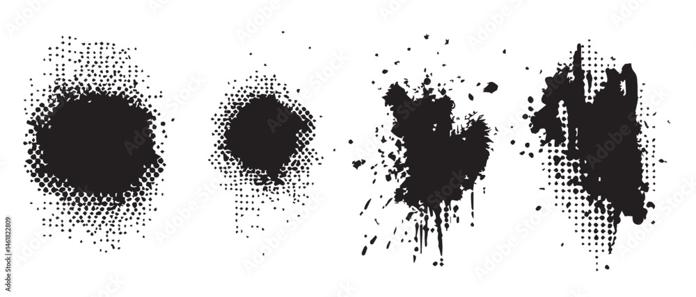 Fototapeta premium Abstract Black Ink Splatter Textures HighResolution