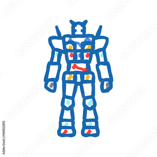 mecha otaku icon doodle illustration