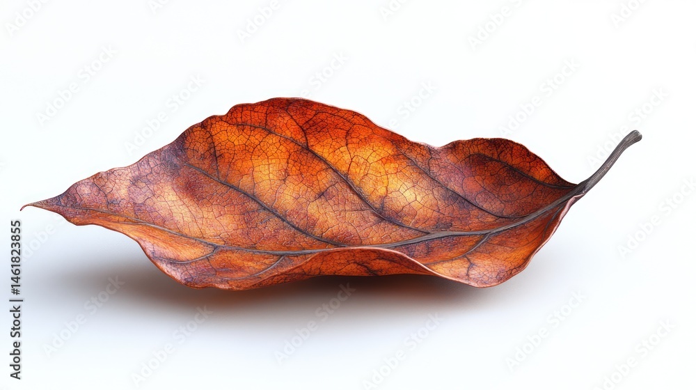 A single curled dry leaf with fine detail, photorealistic, on white A single curled dry leaf with fine detail, photorealistic, on white