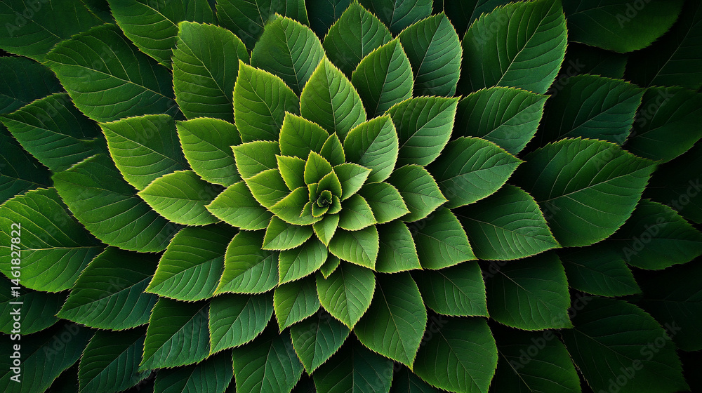 Naklejka premium Intricate green leaves in a symmetrical pattern