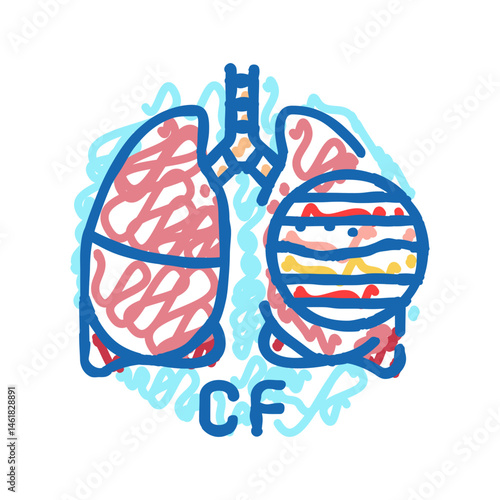 cystic fibrosis disease icon doodle illustration