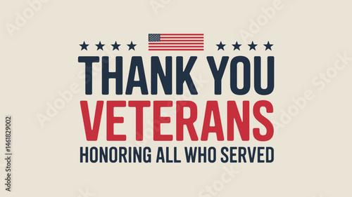 Thank You Veterans Typography Design with U.S. Flag