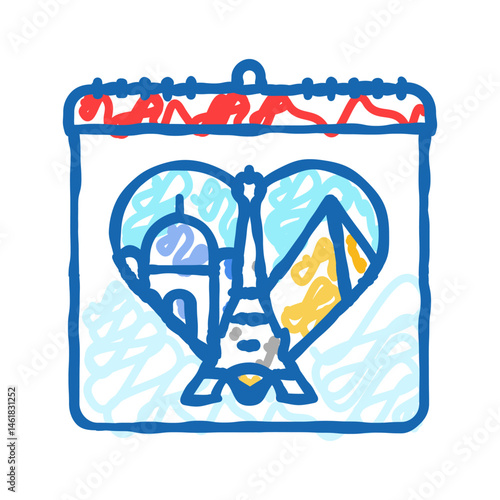 monuments sites international day icon doodle illustration