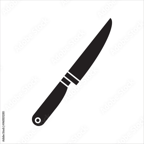 Utility knife vector icon in outline style, and filled outline on white background.