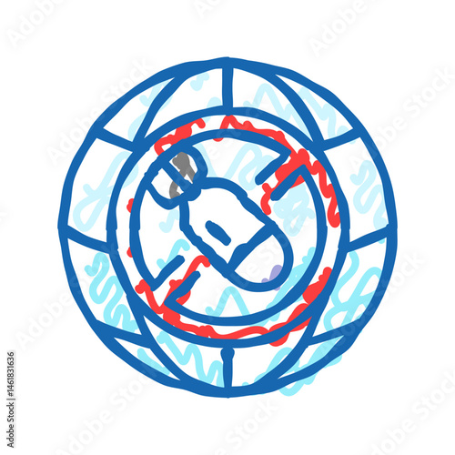 human space flight international day icon doodle illustration
