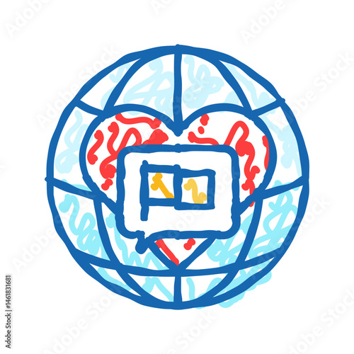 preventing exploitation environment in war icon doodle illustration