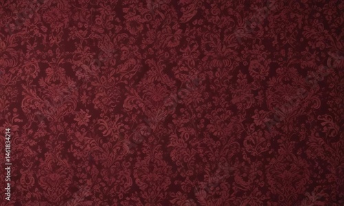 Rich burgundy damask wallpaper, intricate floral pattern,  interior,  sophisticated
