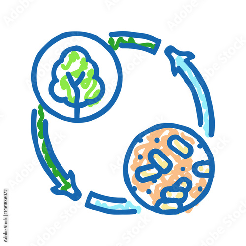 renewable wood pellets icon doodle illustration