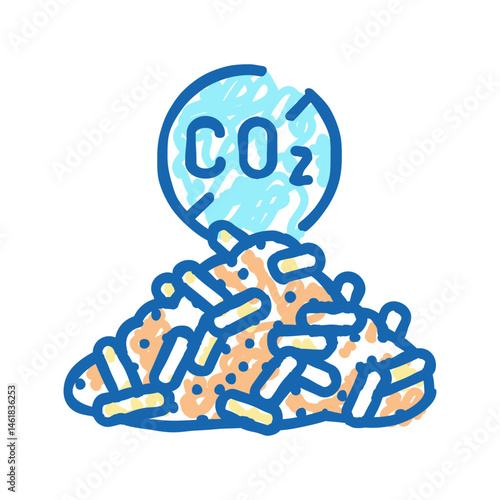carbon neutral wood pellets icon doodle illustration
