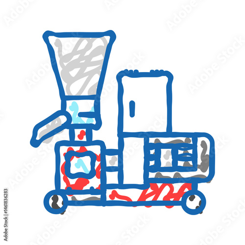 pellet mill wood pellets icon doodle illustration