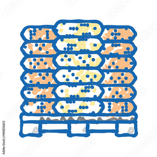 packaging wood pellets icon doodle illustration