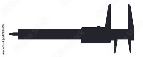 Vernier caliper measuring tool silhouette isolated on white background representing precision, measurement, engineering, accuracy and manufacturing