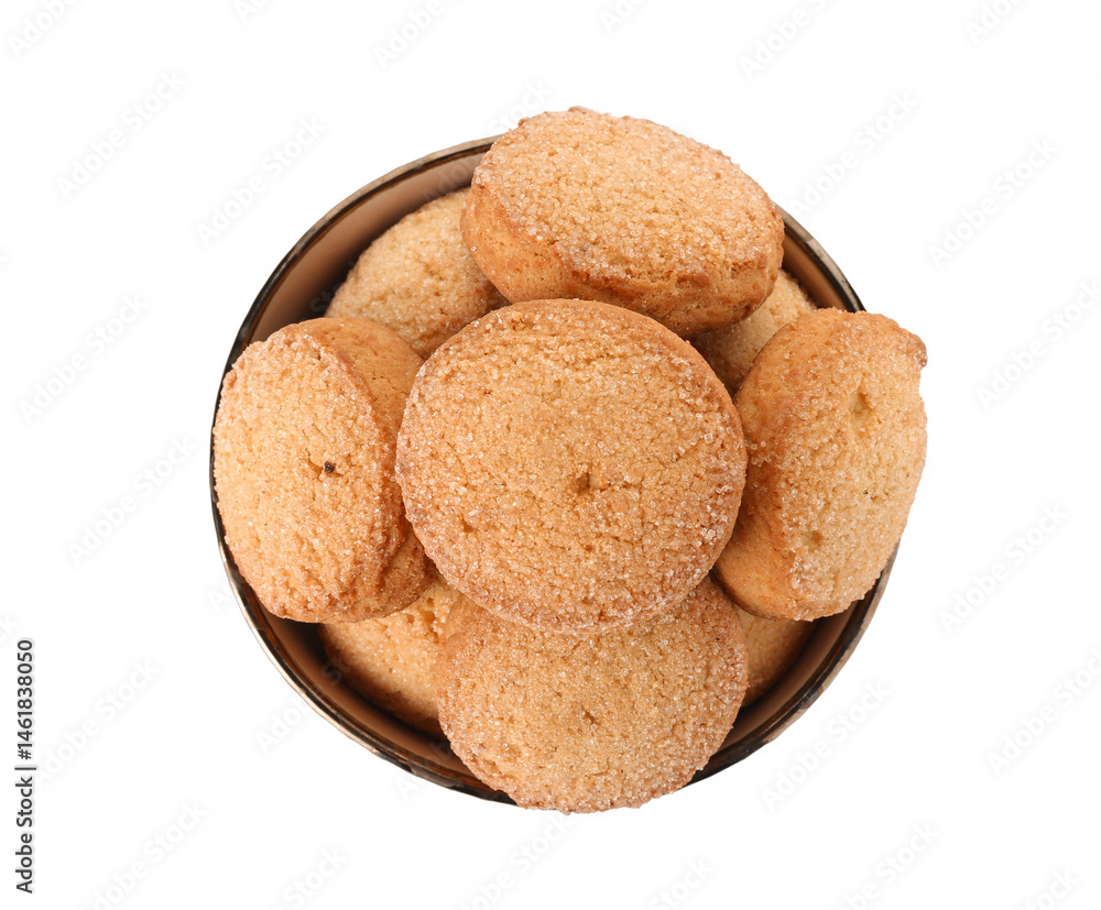 Bowl with sweet cookies on white background Bowl with sweet cookies on white background