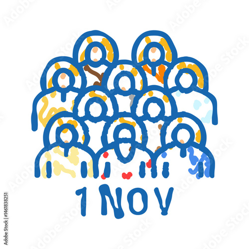 all saints feast catholic holiday icon doodle illustration