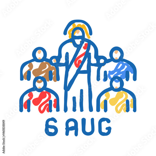 transfiguration of jesus feast catholic holiday icon doodle illustration