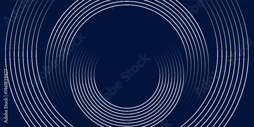 Blue abstract background with glowing circles. Swirl circular lines pattern. Geometric spiral. Twirl element. Modern graphic design. Futuristic technology concept. Vector illustration eps10