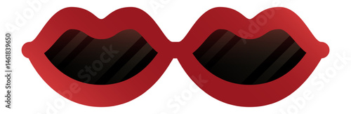 Red sunglasses shaped like sensual lips represent a bold and fashionable accessory, adding a touch of glamour and seduction to summer outfits