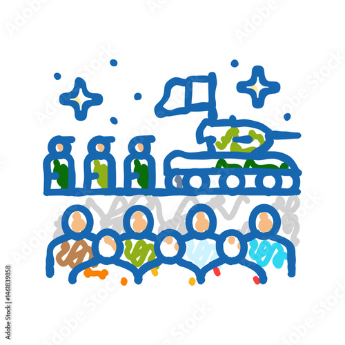 army day chinese holiday icon doodle illustration