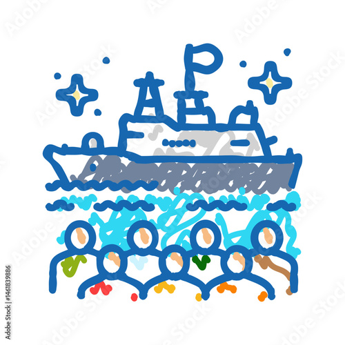 navy day chinese holiday icon doodle illustration