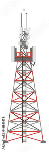 Telecommunication tower with antennas and satellite dish is connecting people and providing reliable communication services in a modern world