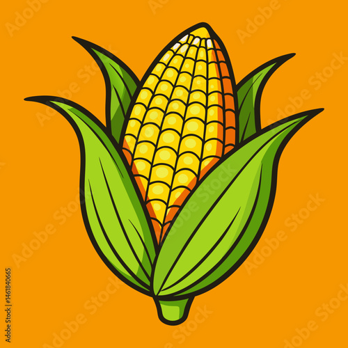 Hand-Drawn Cartoon Corn Illustration