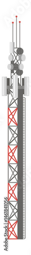 Telecommunication tower with antennas and satellite dishes connecting people and enabling global communication, broadcasting, and digital connectivity