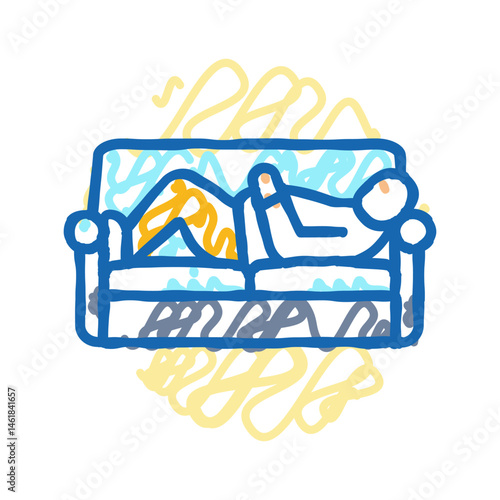 sedentary lifestyle obesity overweight icon doodle illustration