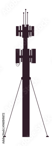 Silhouetting a telecommunication tower equipped with antennas, cables, and a robust support structure, delivering essential wireless communication services for modern connectivity