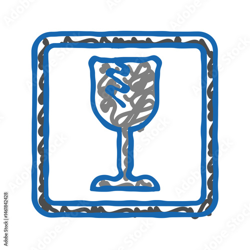 fragile product label warning icon doodle illustration