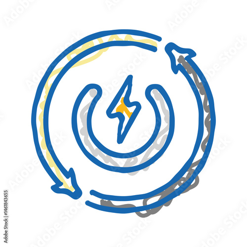 auto reset product label caution icon doodle illustration