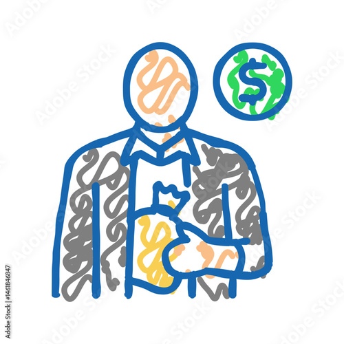 embezzlement money business cash icon doodle illustration