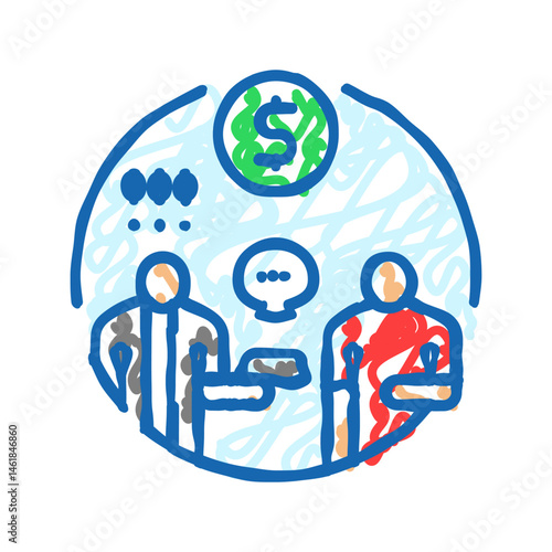 extortion money business cash icon doodle illustration