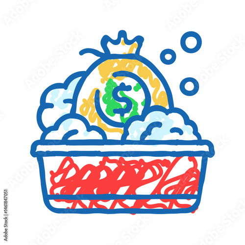 money laundering business cash icon doodle illustration