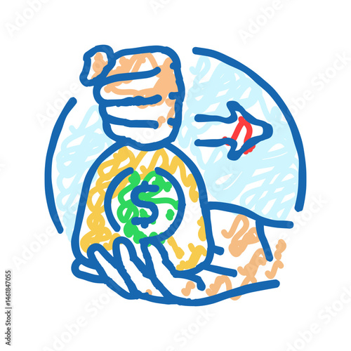 kickback money business cash icon doodle illustration