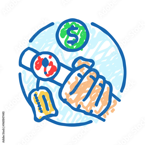 insider trading money business cash icon doodle illustration