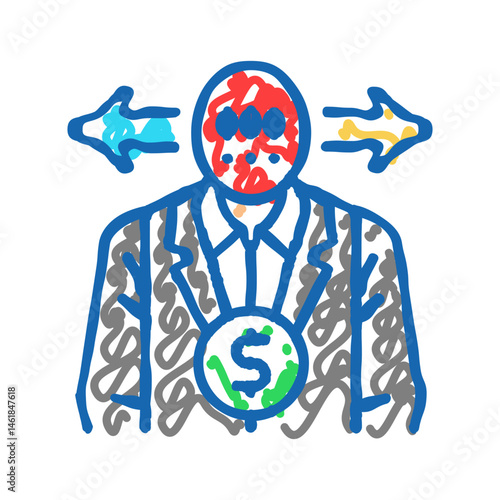judicial corruption money business cash icon doodle illustration