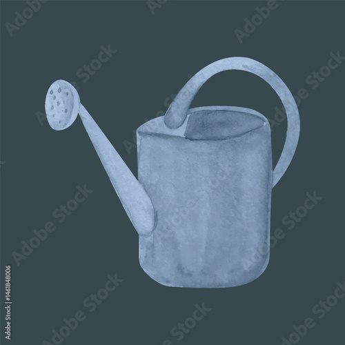 Watercolor Illustration of a Vintage Watering Can in isolated background