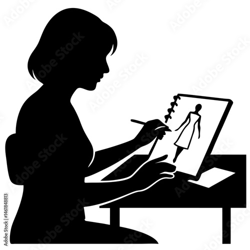 vector of women busy in sketching.